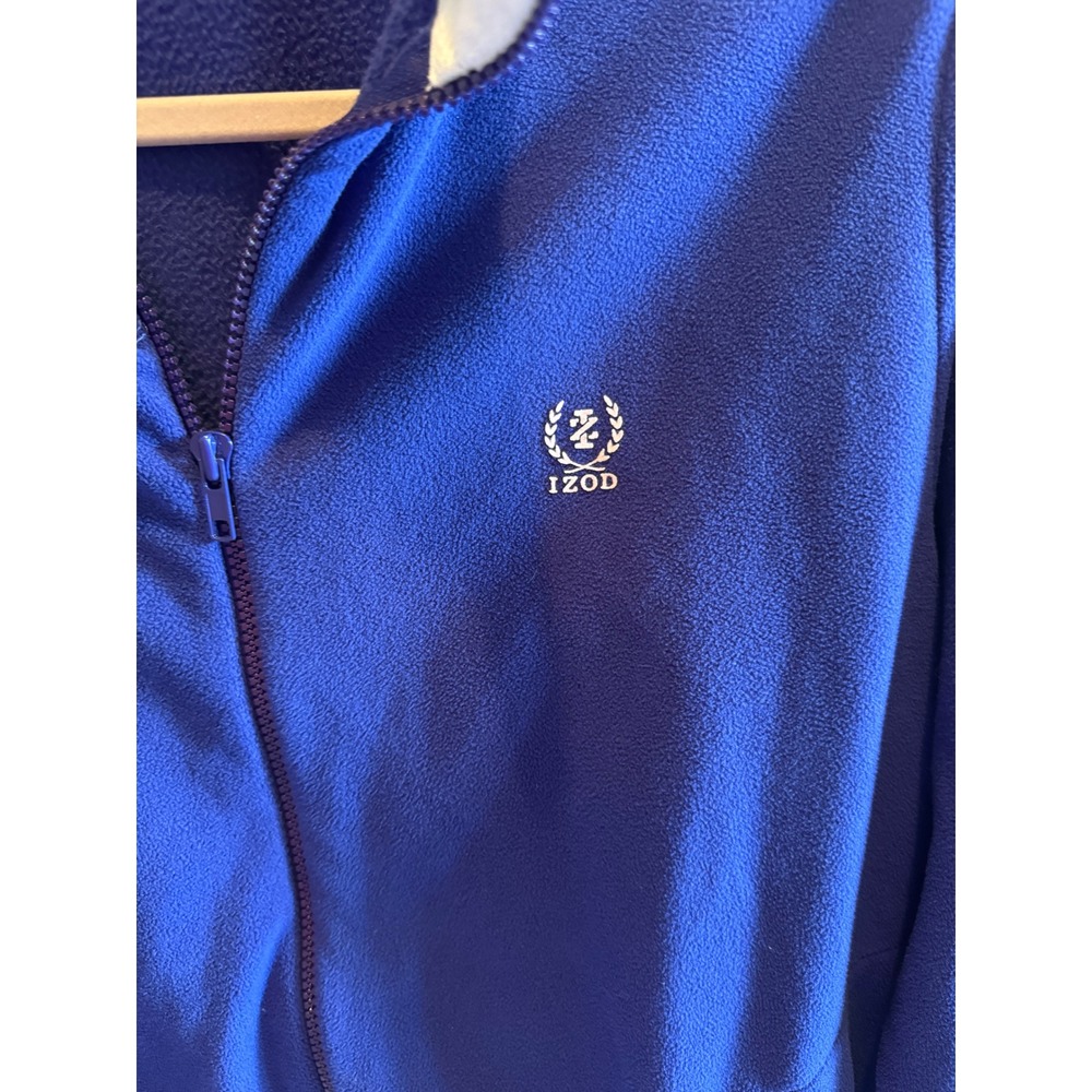 Izod‎ Fleece Full Zip Jacket Royal Blue Light Blue Mock Neck Mens Medium - Picture 2 of 5